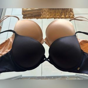 Victoria Secret Mesh Demi Bra Size 36 C Black-beige Color